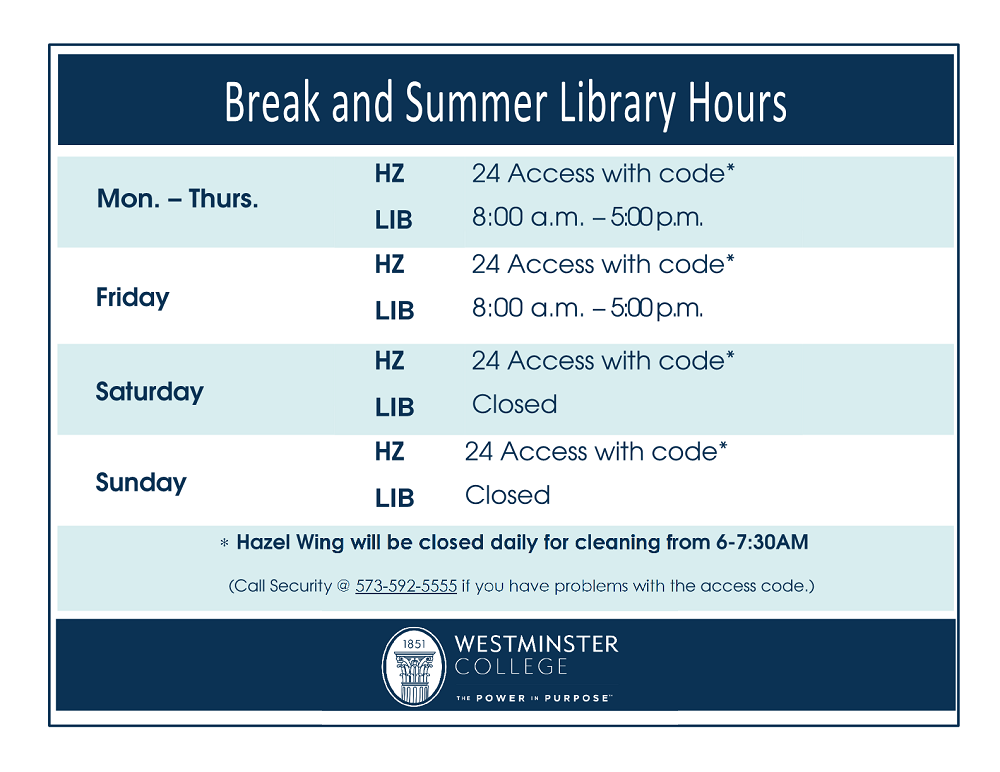 Holiday, Break and Summer hours